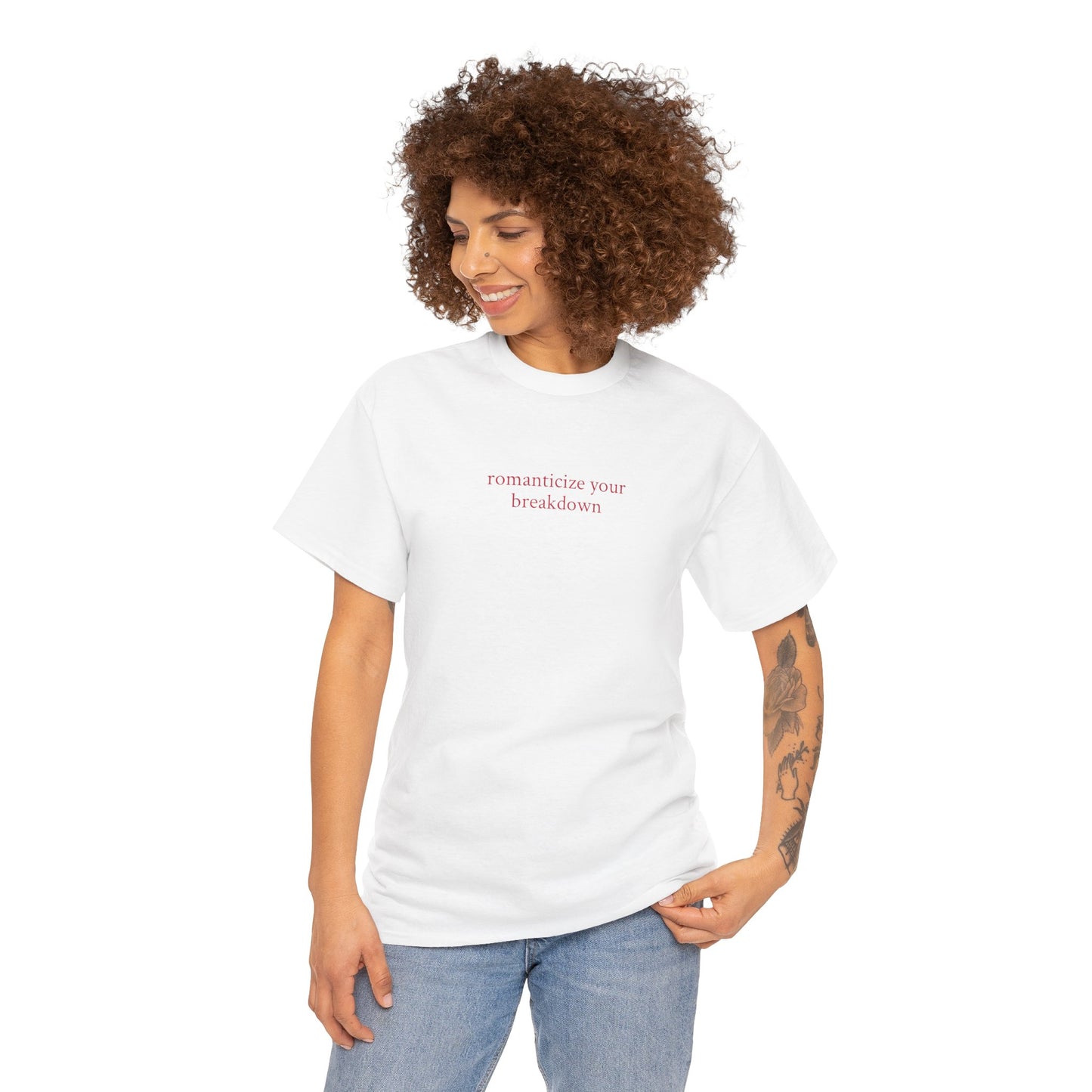 „romanticize your breakdown“ – Heavy T-Shirt (Weiss)