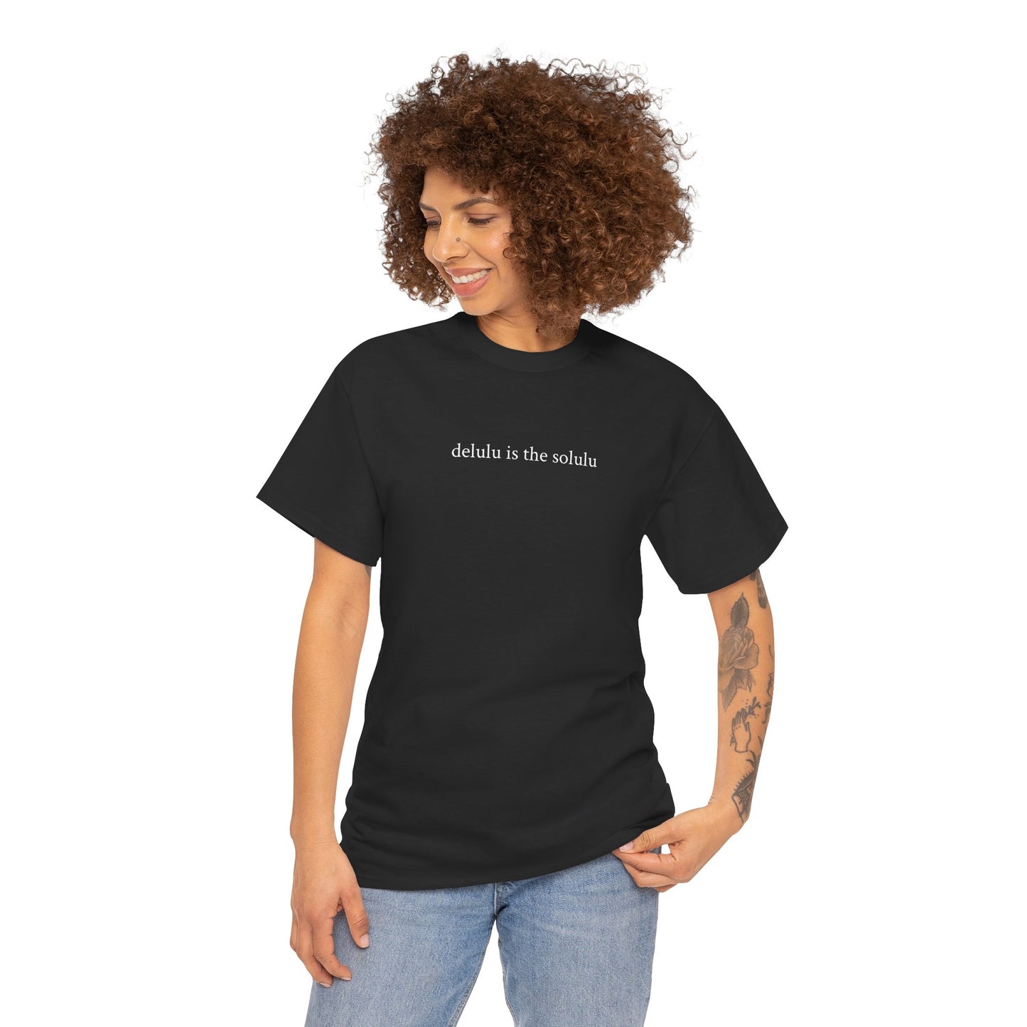 "Delulu is the solulu" Heavy T-Shirt (Black Edition)